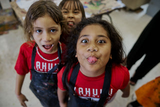 Art students of Kahuku elementary school goofing off for the camera.