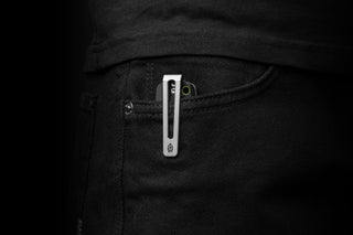 The Folsom Pro EDC pocket knife in a pocket.