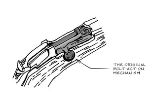 A drawing of the original bolt-action mechanism.
