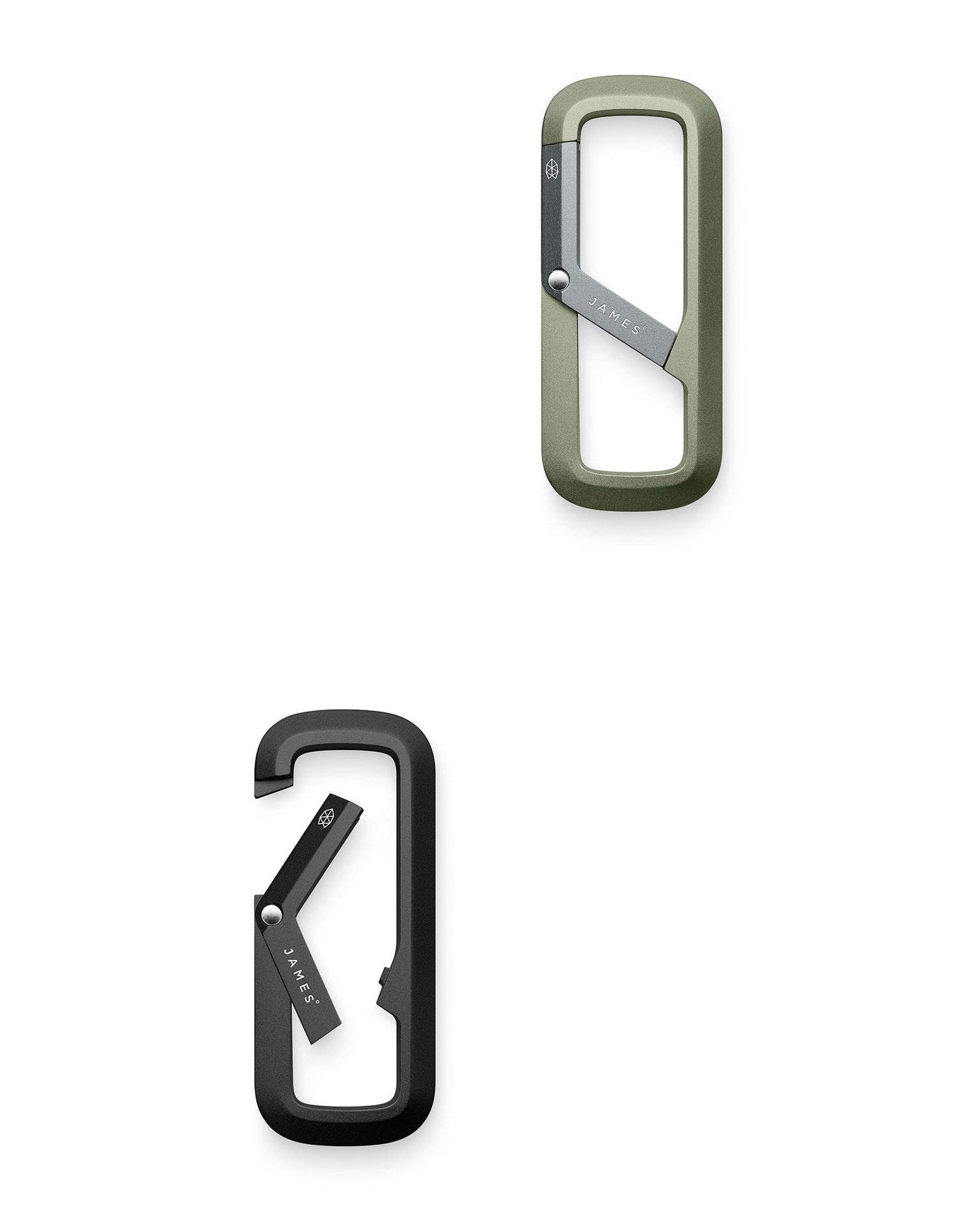 One opened and one closed Madison carabiner.