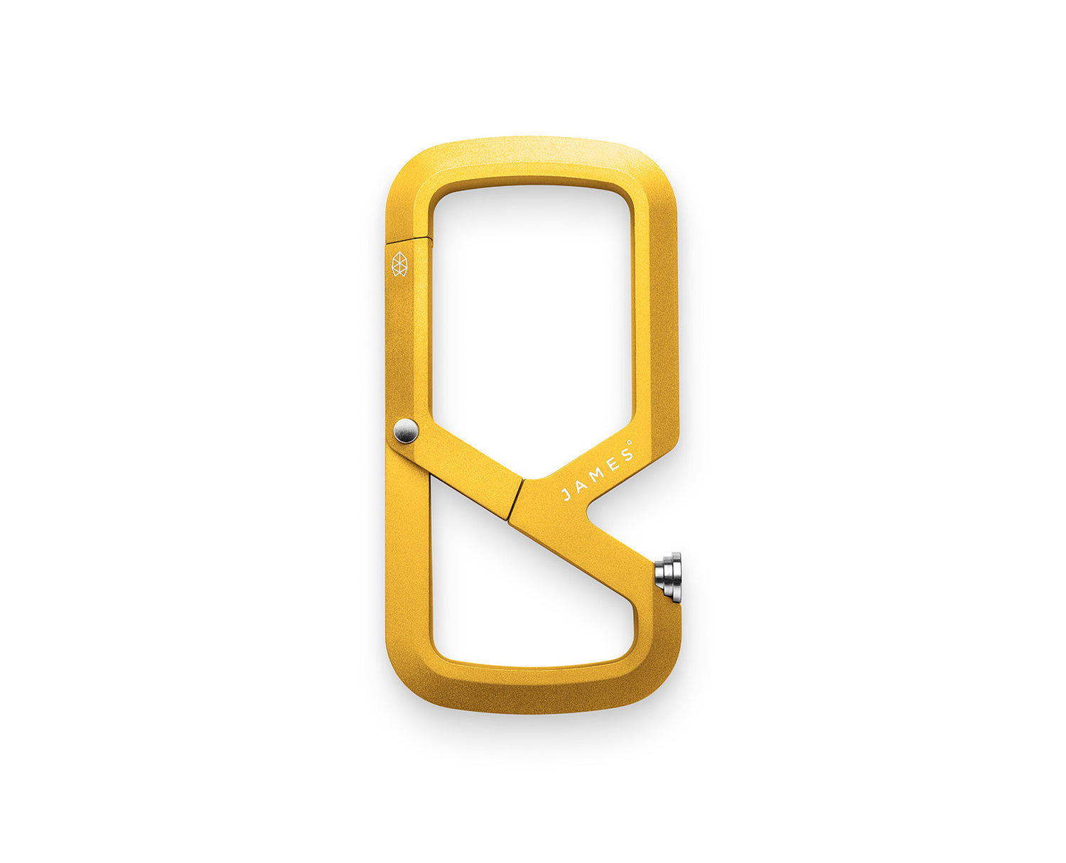 The Mehlville dual compartment EDC keychain carabiner in canary yellow.