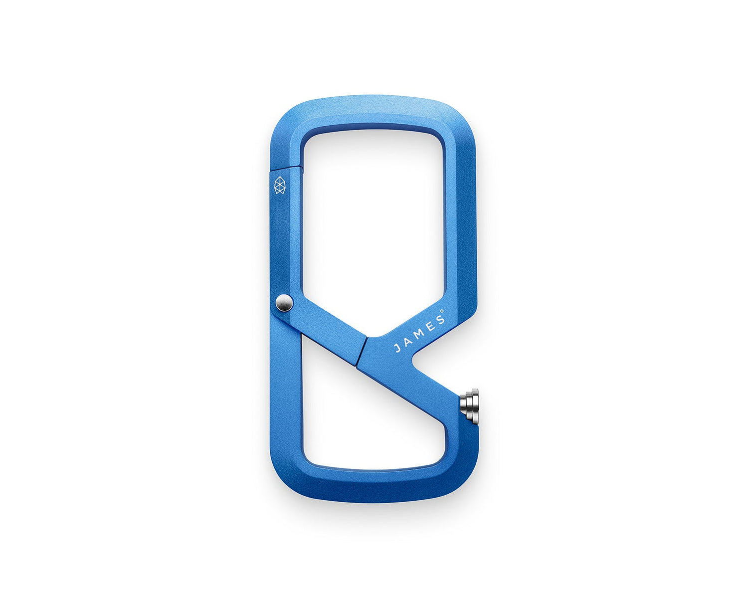 The Mehlville EDC keychain carabiner in cerulean blue.