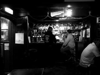 UK artist Schoph Schofield hanging out at a pub.