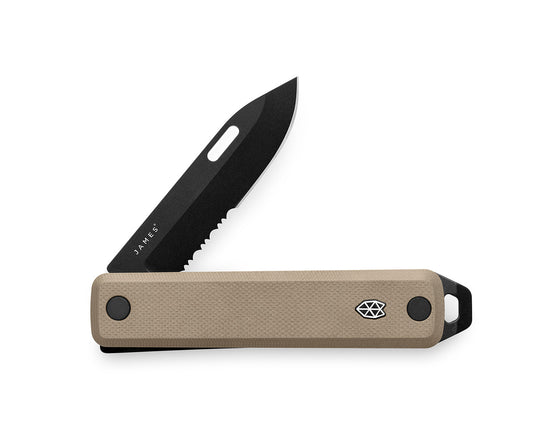 The Ellis Slim EDC slip joint folding pocket knife in coyote tan.