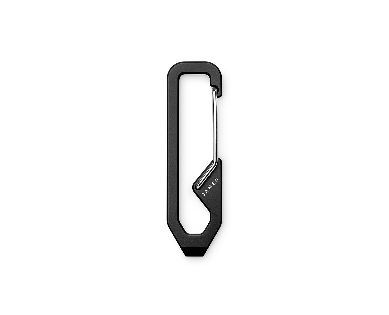 The Holcombe EDC keychain carabiner in black and stainless.
