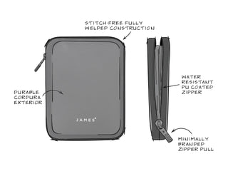 The Gatecliff travel case technical sketch of the exterior.