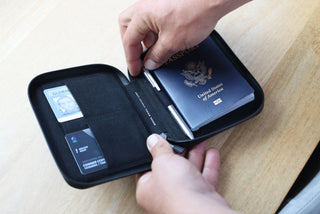 Professional surfer Connor Coffin opening his Gatecliff travel case.