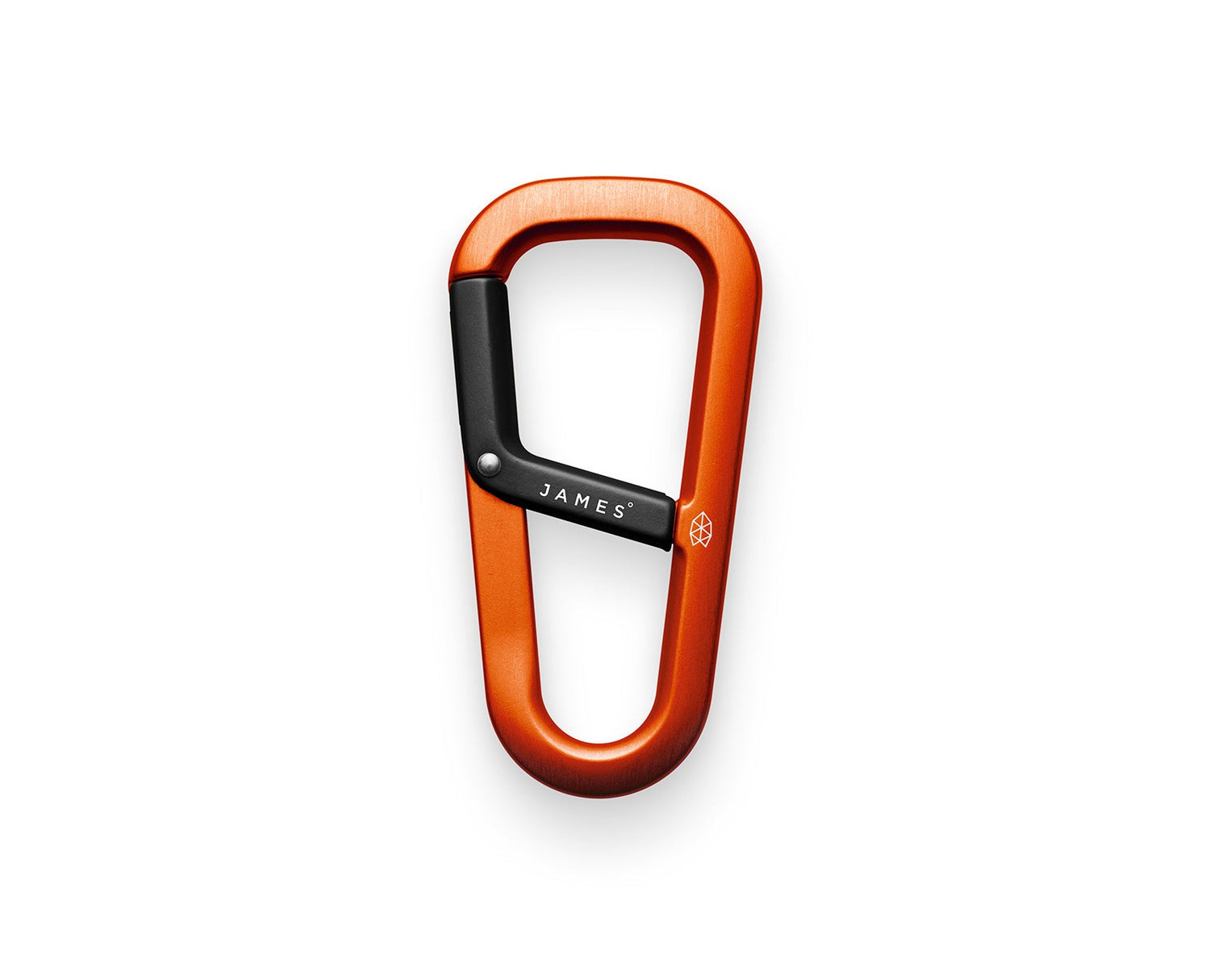 The Hardin forged EDC keychain carabiner in orange and black color.