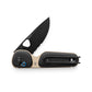 The Redstone EDC slide lock folding pocket knife in the coyote tan and black.