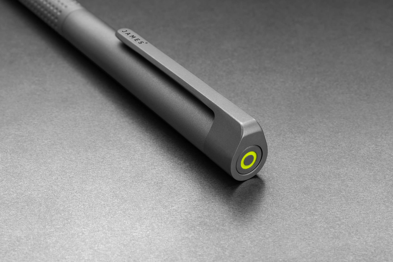 The clip of The Bolen titanium EDC twist pen. 