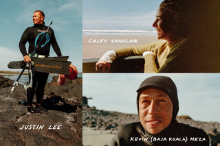 Three photos showing Justin Lee, Caley Vanular, and Kevin (Baja Koala) Meza.