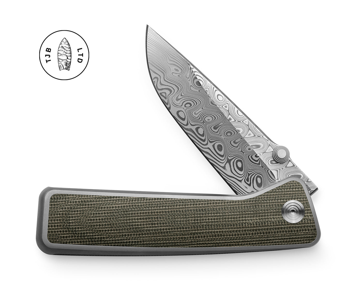 The LTD Barnes in OD Green Micarta and Damasteel.