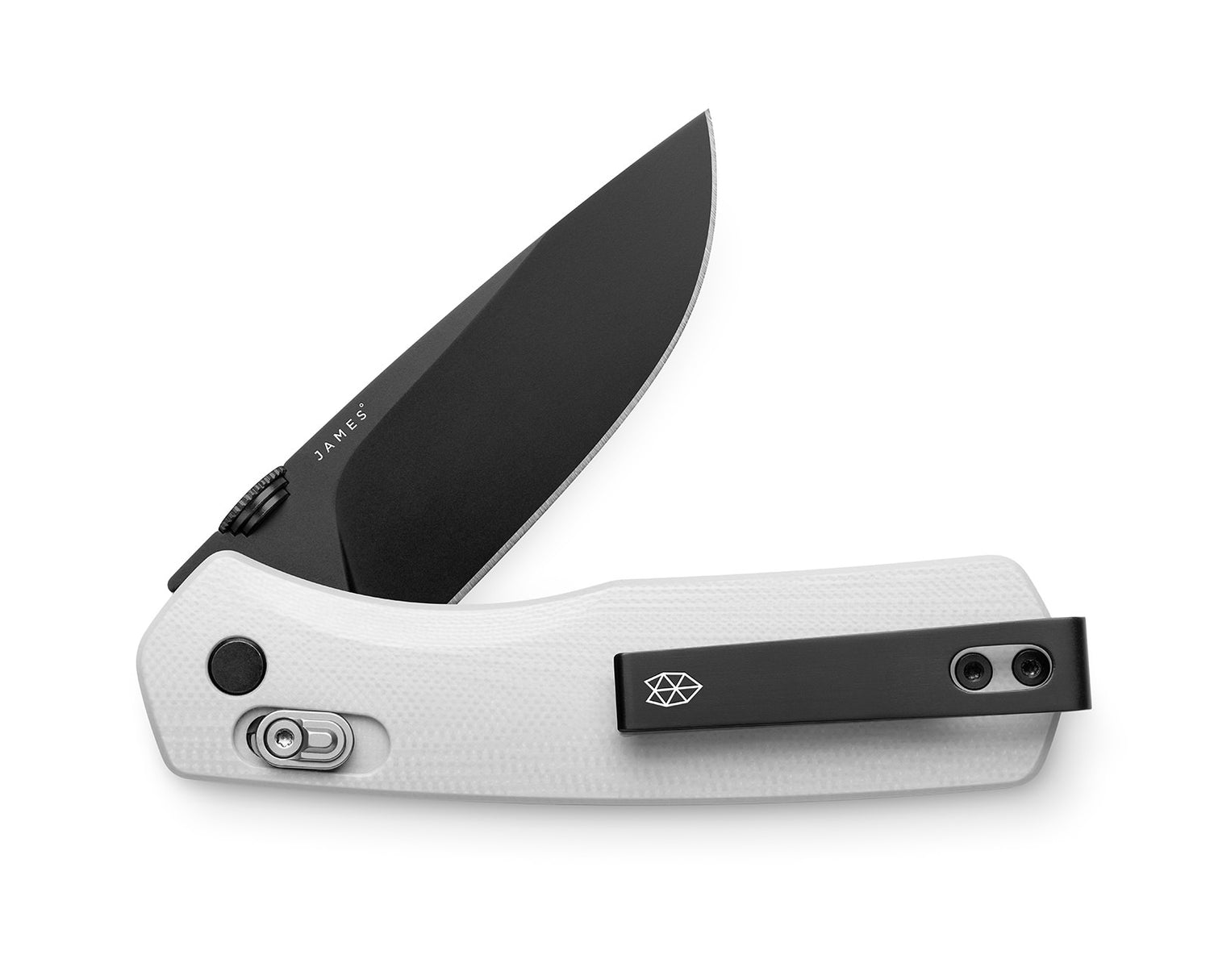 The Carter EDC pocket knife with a black blade and bone white handle.