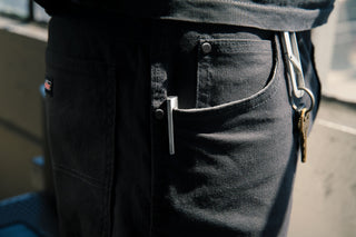 The Kent bolt-action pen in pocket.