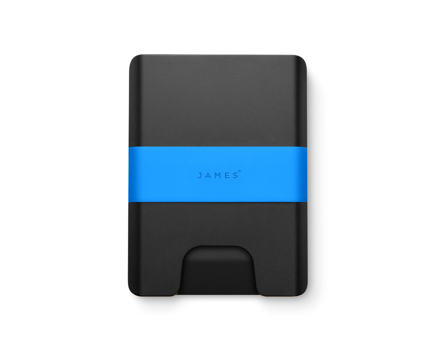 The Lowe minimalist card holder wallet in black and Alpine blue.