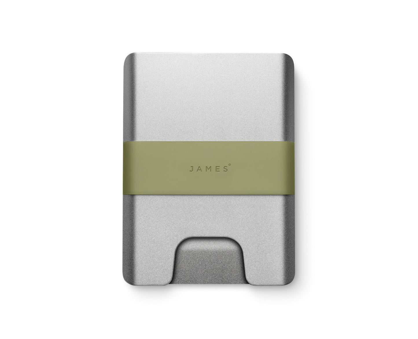The Lowe minimalist card holder wallet in silver and grove.