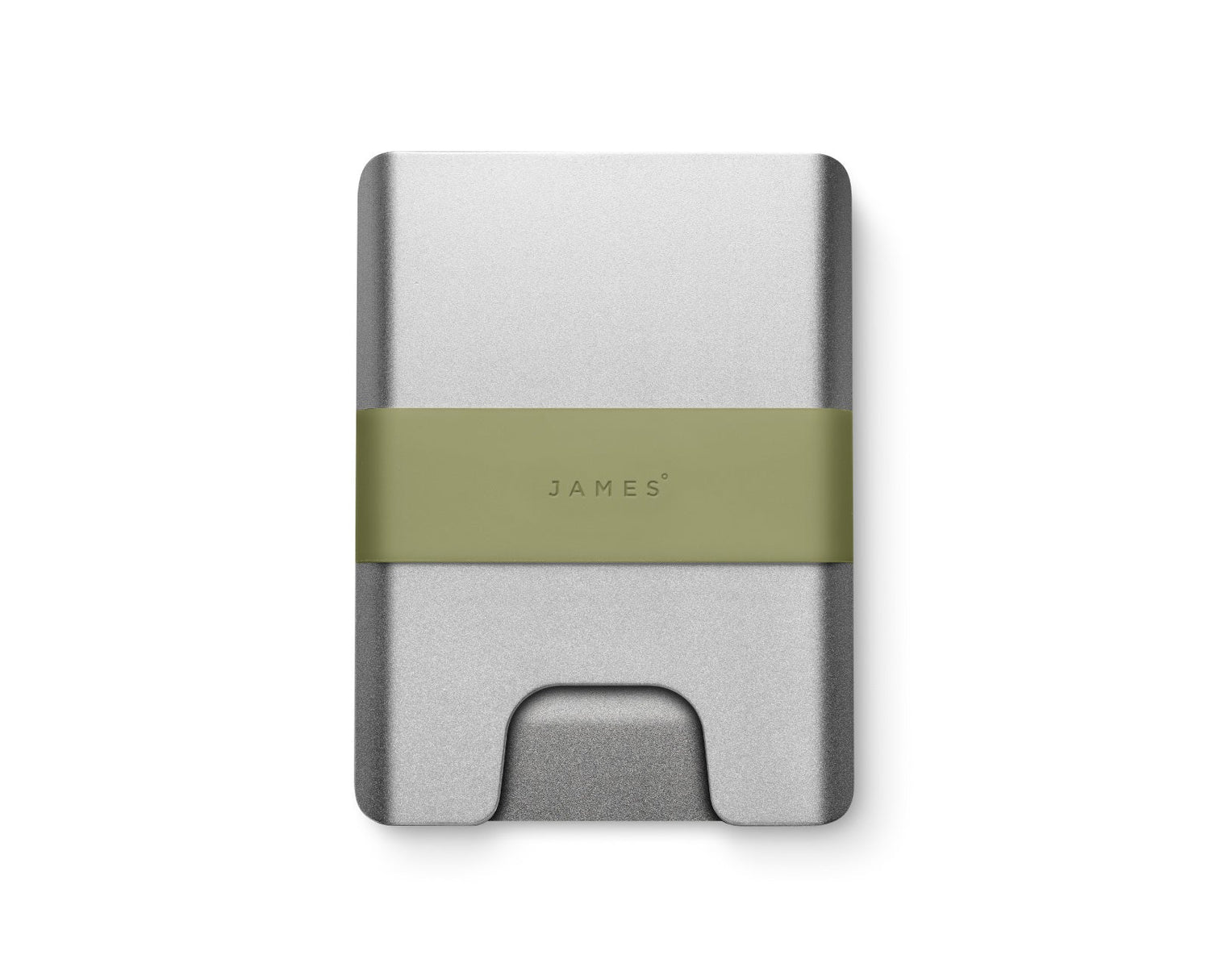 The Lowe minimalist card holder wallet in silver and grove.