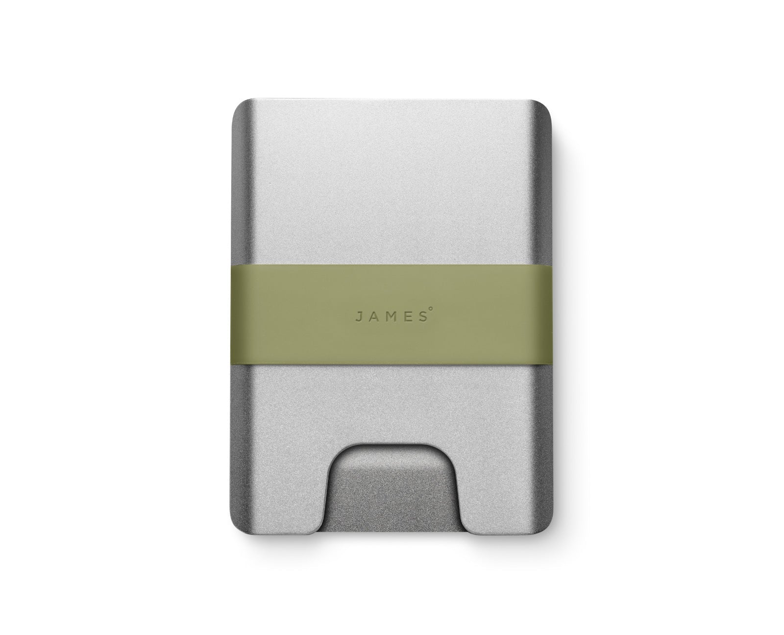 The Lowe minimalist card holder wallet in silver and grove.