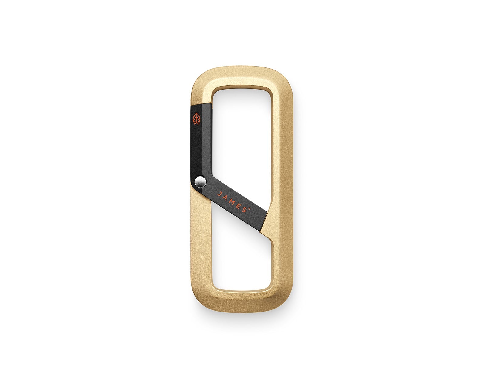The Madison keychain carabiner in gold and black.