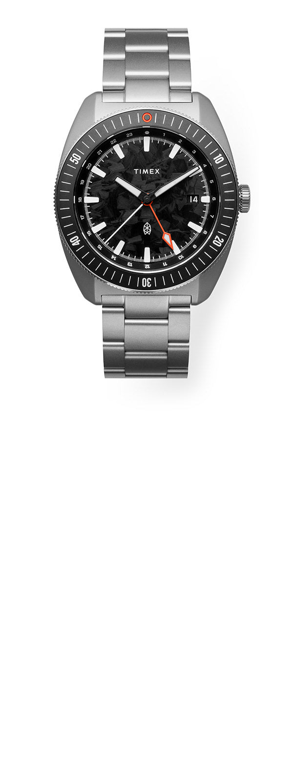 The James x Timex Automatic GMT watch on a white background.