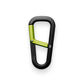 The Hardin keychain carabiner in black and electric moss.