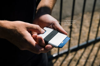 Use the slot to push your cards up.