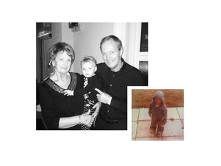 Professional barber Paul Hewitt as a small child with his parents.