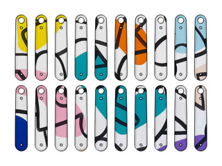 Graphic mock ups of artist and skateboarder Sebo Walker's collaboration knife.