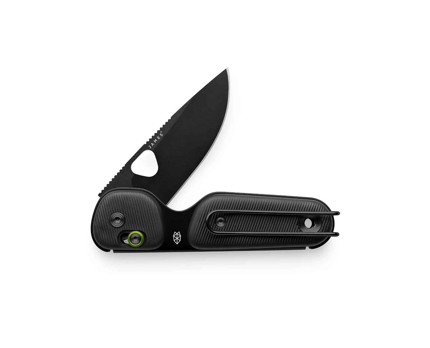 The Redstone EDC pocket knife with a slide lock in black and black with a straight blade.