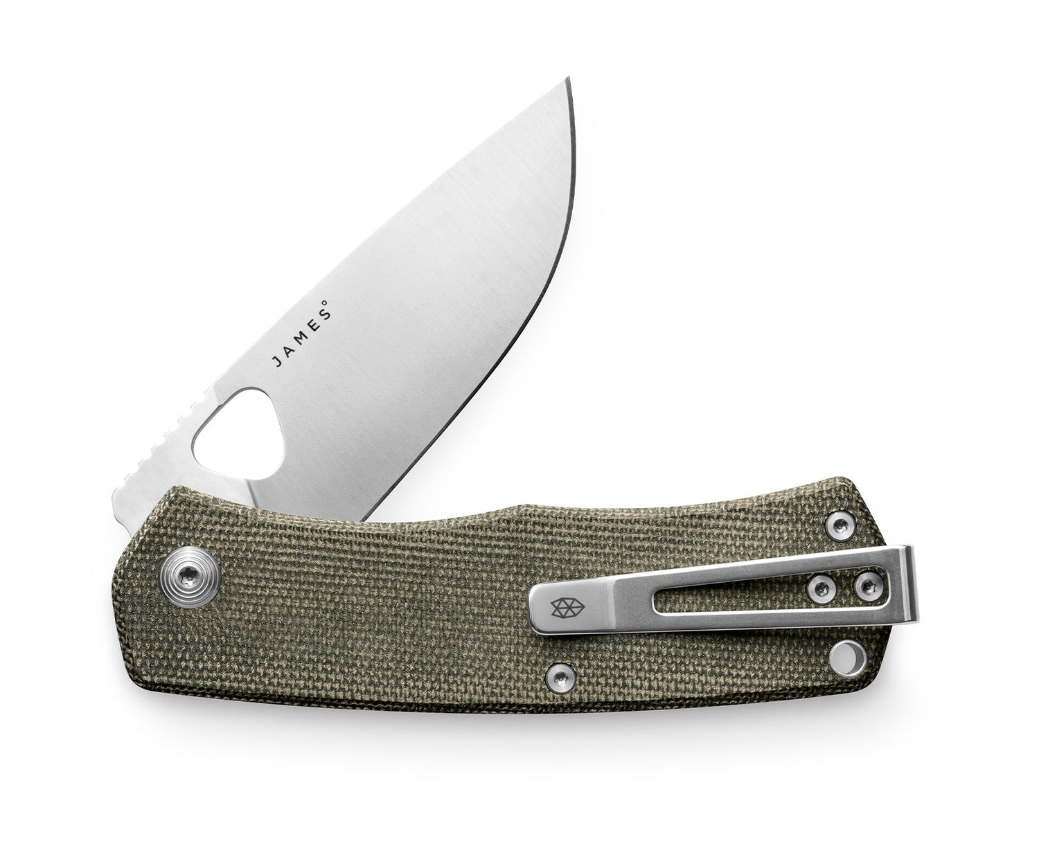 The Folsom EDC folding liner lock pocket knife with OD Green handle and stainless steel blade.