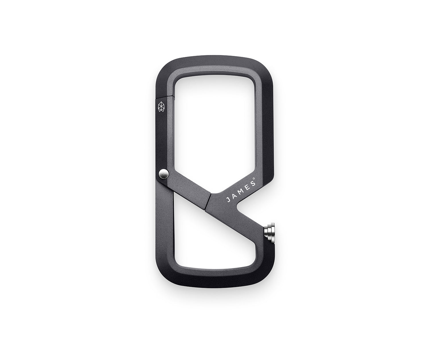 The Mehlville EDC keychain carabiner in space gray.