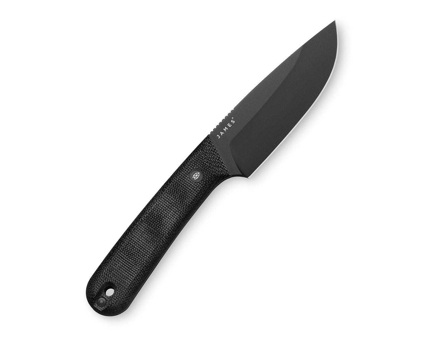 The Hell Gap fixed blade camping knife with black handle and black blade.