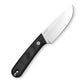 The Hell Gap fixed blade camping knife with black handle and stainless steel blade.