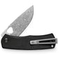 The Folsom EDC liner lock folding pocket knife with black micarta handle and damascus blade.