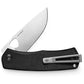 The Folsom EDC liner lock folding pocket knife with black micarta handle and stainless steel blade.