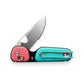 The Redstone EDC folding slide lock pocket knife with coral turquoise handle and stainless steel blade.